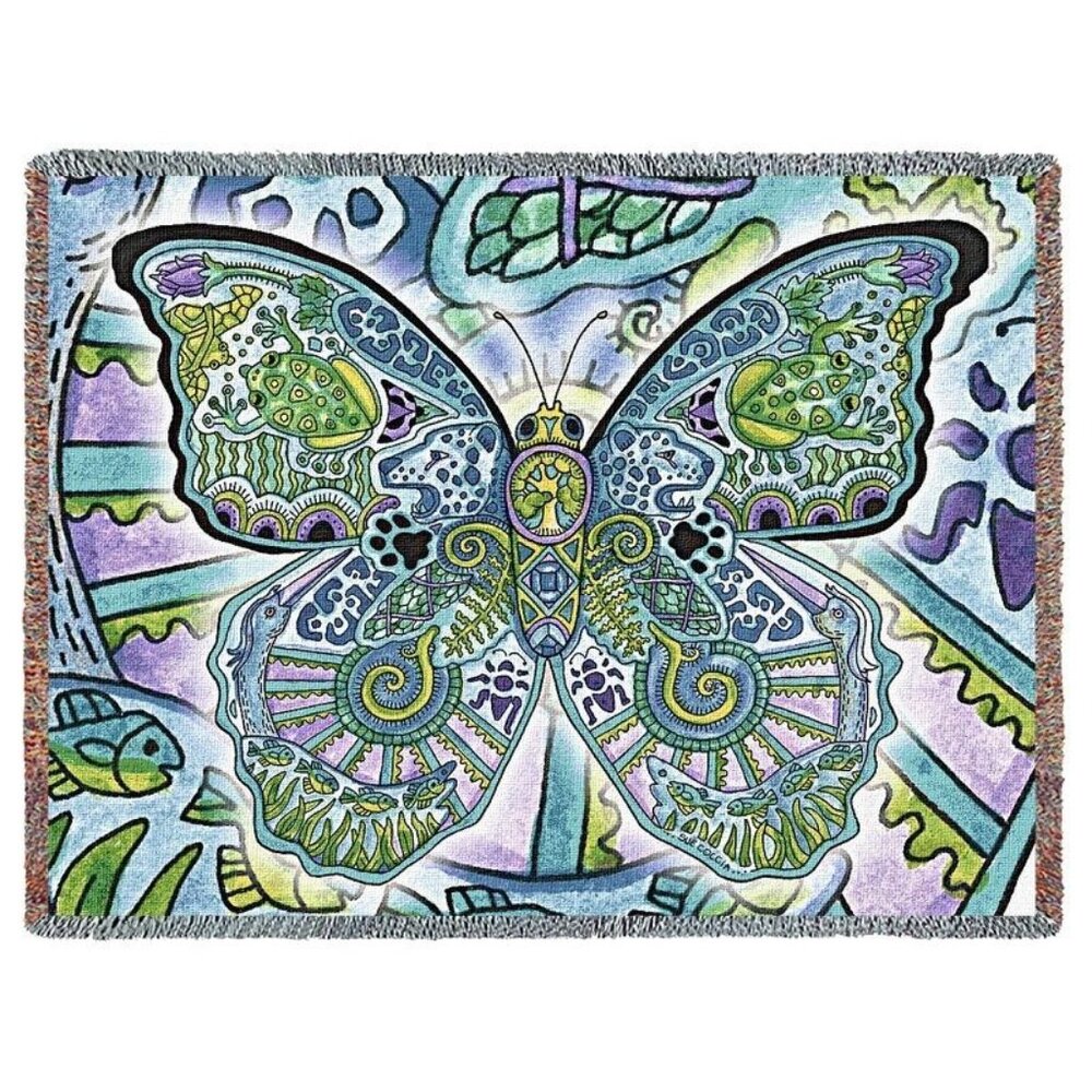 New Butterfly Wings Northwest Woven Cotton Afghan Throw Blanket Gift Butterflies
